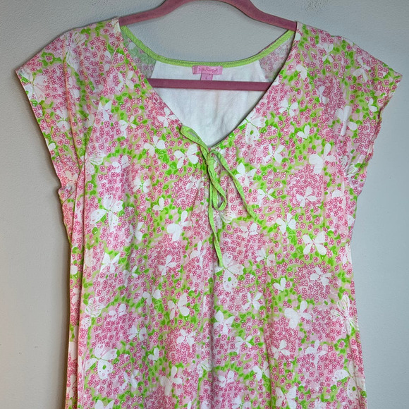 Lily Pulitzer Pink & Green Floral Dress Size Large - Picture 2 of 9